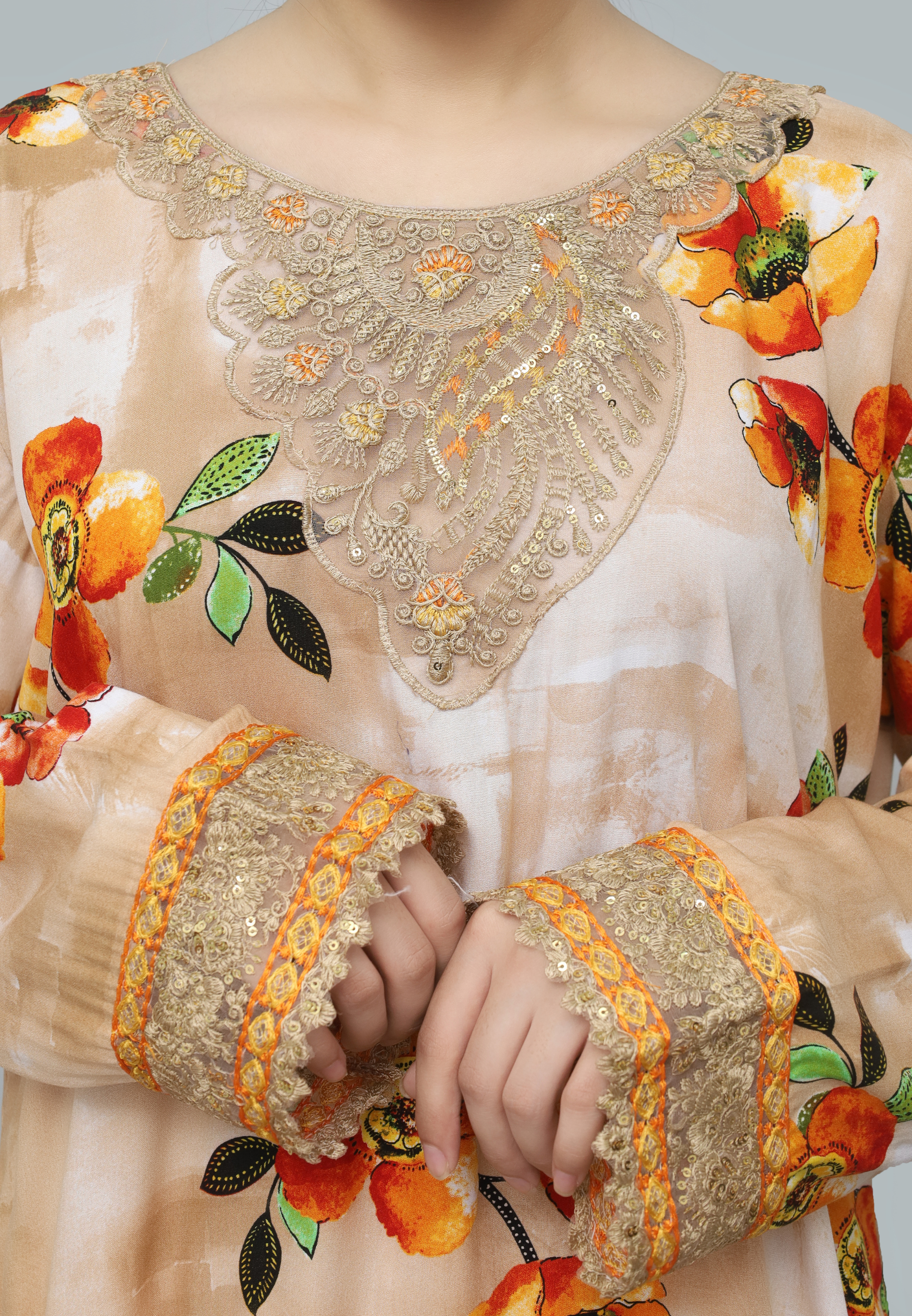 Embroidered 2 Piece Linen Suit